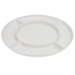 White Ceramic Divided Serving Platter 12 Inch – Sectioned Round Dinnerware Plate - Habitt