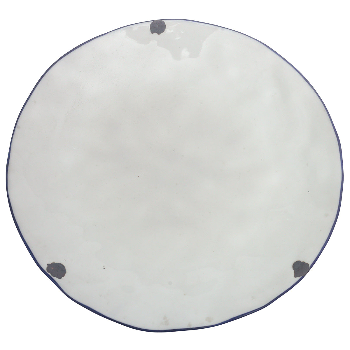 White Ceramic Serving Platter 12 Inch – Round Plate with Blue Rim Accent - Habitt