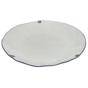 White Ceramic Serving Platter 12 Inch – Round Plate with Blue Rim Accent - Habitt