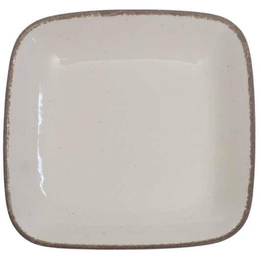 White Ceramic Platter 8.5 Inch – Rustic Square Serving Plate