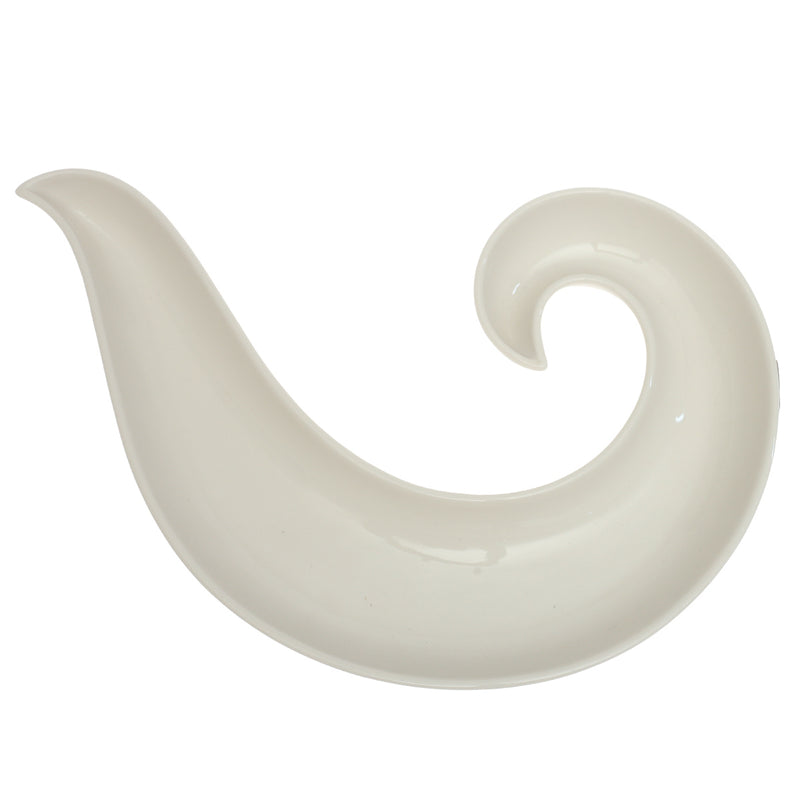 White Ceramic Platter – Modern Curved Design | 9.5 Inch - Habitt