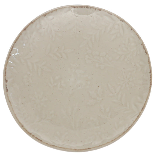 Beige Ceramic Quarter Plate 8 Inch | Textured Minimalist Snack & Dessert Plate