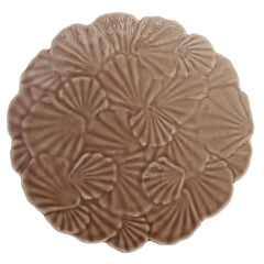 Brown Ceramic Quarter Plate 8 Inch – Textured Floral Design Snack & Dessert Plate