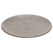 Brown Embossed Ceramic Quarter Plate 8 Inch - Habitt