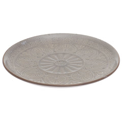 Brown Embossed Ceramic Quarter Plate 8 Inch