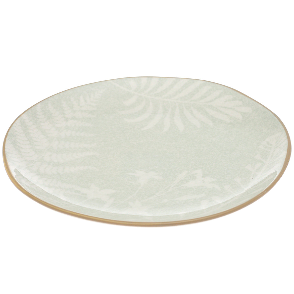 Quarter Plate – Green Ceramic Plate with Gold Rim | 8 Inch