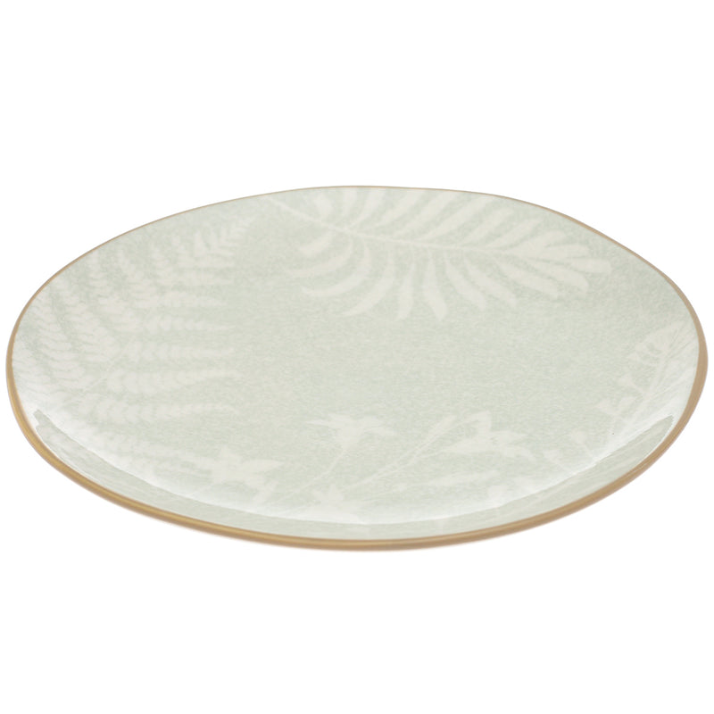 Quarter Plate – Green Ceramic Plate with Gold Rim | 8 Inch - Habitt