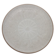 White Embossed Ceramic Quarter Plate 8 Inch | Elegant Snack & Dessert Plate - Habitt