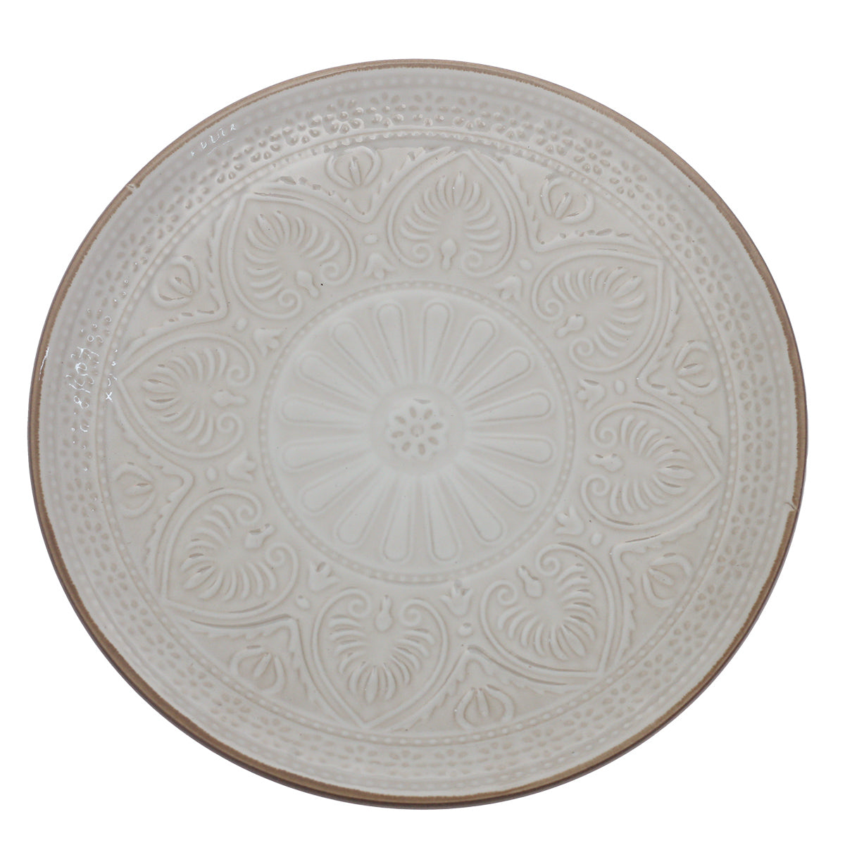 White Embossed Ceramic Quarter Plate 8 Inch | Elegant Snack & Dessert Plate