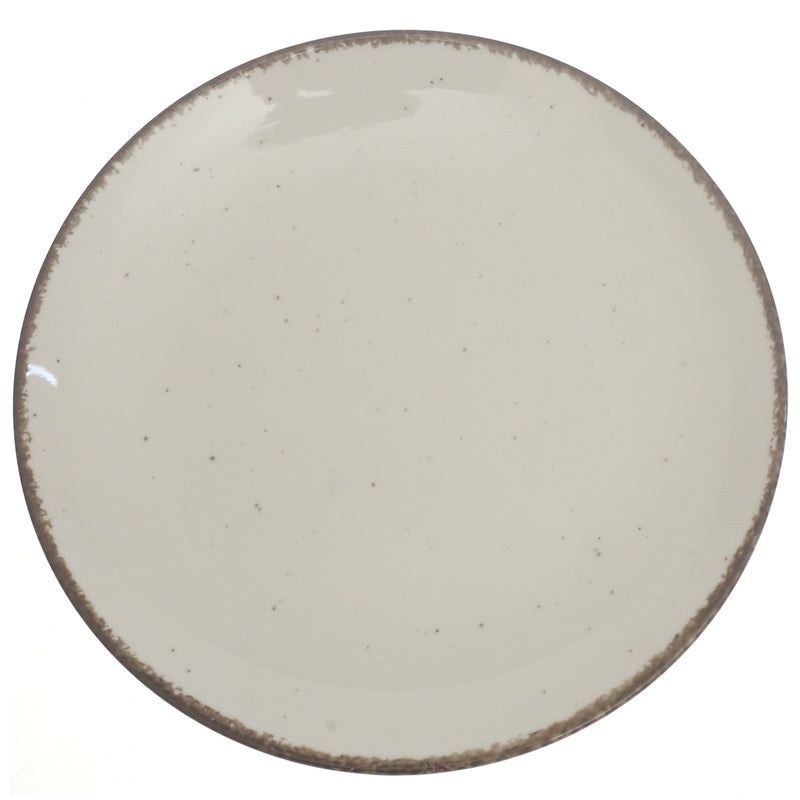 White Quarter Plate 8 Inch with Rustic Rim – Ceramic Side Plate for Elegant Serving - Habitt