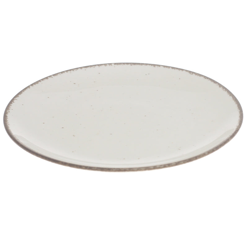 White Quarter Plate 8 Inch with Rustic Rim – Ceramic Side Plate for Elegant Serving - Habitt