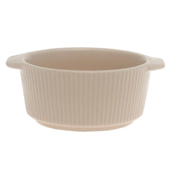 Beige Ceramic Sauce Dish 3.5 Inch – Ribbed Mini Serving Bowl with Handles
