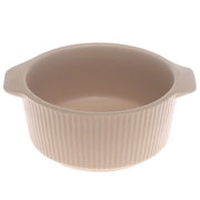 Beige Ceramic Sauce Dish 3.5 Inch – Ribbed Mini Serving Bowl with Handles - Habitt