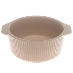 Beige Ceramic Sauce Dish 3.5 Inch – Ribbed Mini Serving Bowl with Handles