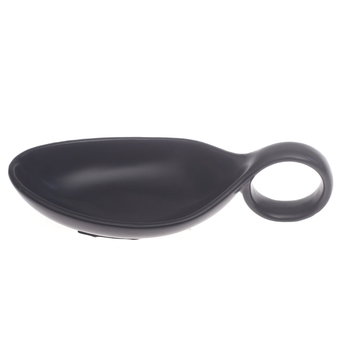 Black Ceramic Sauce Dish 4 x 2.5 Inch – Modern Spoon-Style Serving Dish