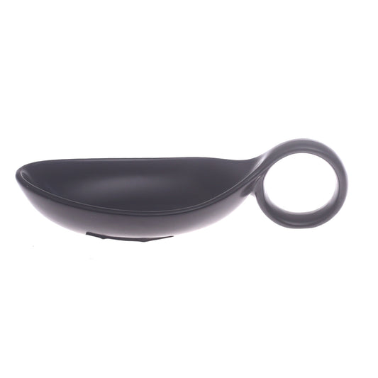 Black Ceramic Sauce Dish 4 x 2.5 Inch – Modern Spoon-Style Serving Dish