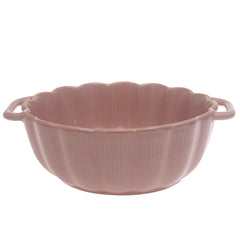 Pink Ceramic Serving Bowl with Handles 7 Inch – Elegant Scalloped Serving Dish