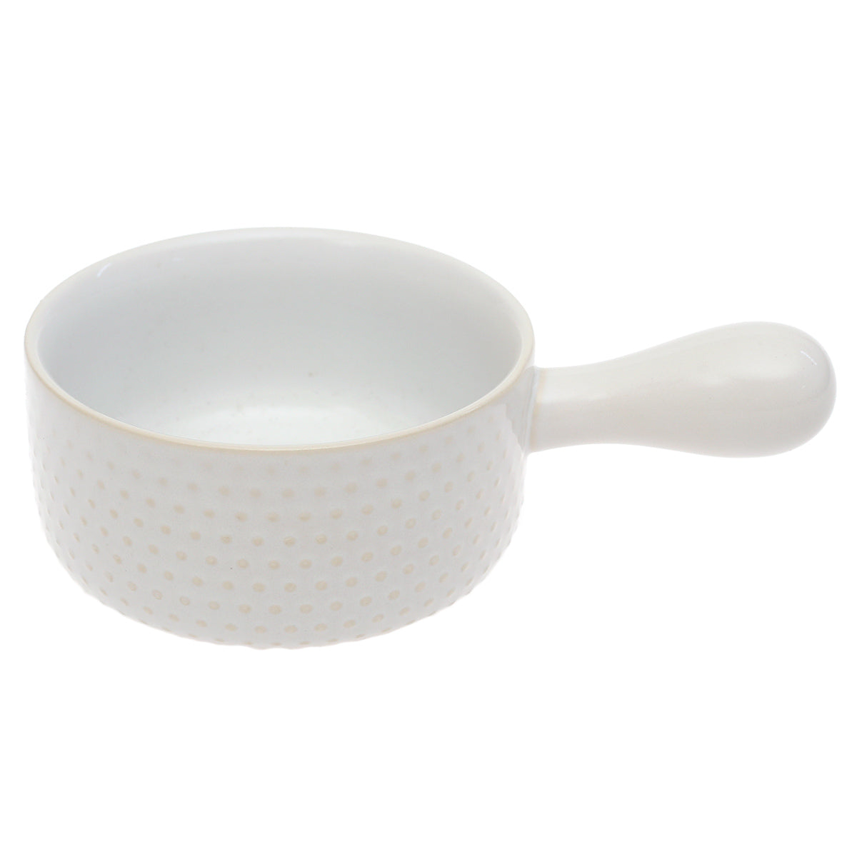 White Ceramic Serving Bowl with Handle – 5 Inch Minimalist Sauce & Soup Bowl - Habitt