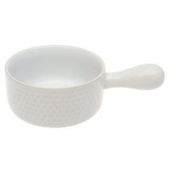 White Ceramic Serving Bowl with Handle – 5 Inch Minimalist Sauce & Soup Bowl - Habitt