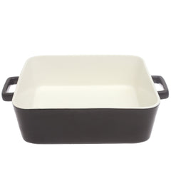 Black Ceramic Square Serving Dish 10 x 10 Inch – Modern Deep Baking & Serving Dish with Handles