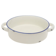 White Ceramic Round Serving Dish with Handles 7 Inch – Classic Glazed Tableware