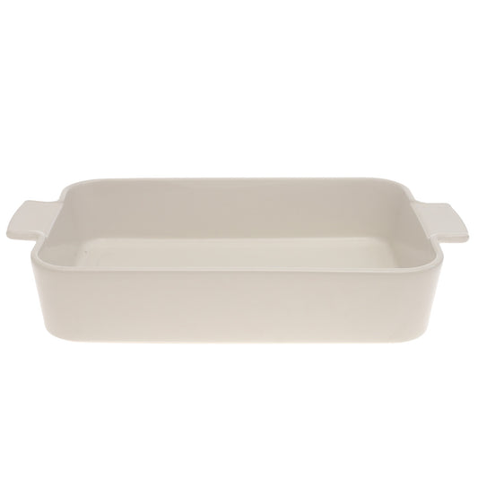 White Ceramic Rectangular Serving Dish with Handles 7.5 x 11 Inch – Elegant Baking & Serving Dish
