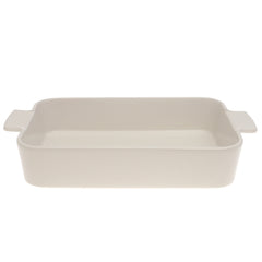 White Ceramic Rectangular Serving Dish with Handles 7.5 x 11 Inch – Elegant Baking & Serving Dish
