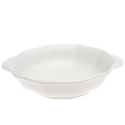 White Ceramic Serving Dish 9 Inch – Minimalist Round Serving Bowl with Handles - Habitt