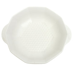White Ceramic Serving Dish 9 Inch – Minimalist Round Serving Bowl with Handles - Habitt