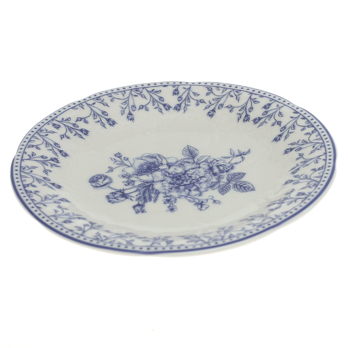 Blue & White Floral Side Plate 6 Inch – Classic Ceramic Dessert & Snack Plate - Habitt