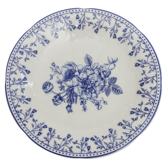 Blue & White Floral Side Plate 6 Inch – Classic Ceramic Dessert & Snack Plate