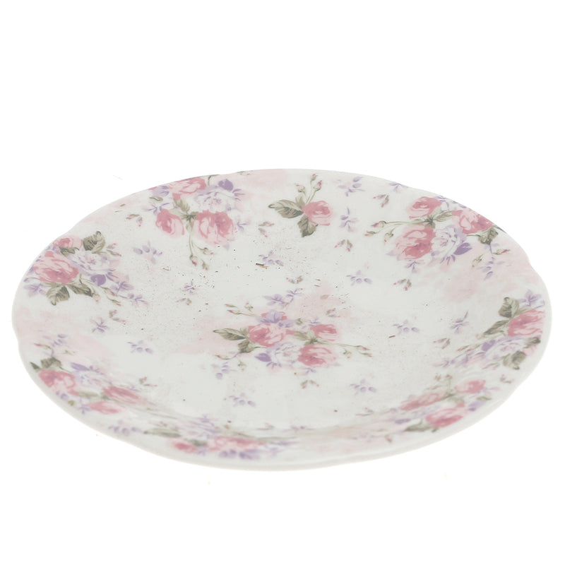 Pink & White Floral Side Plate 6 Inch – Elegant Ceramic Dessert & Snack Plate - Habitt