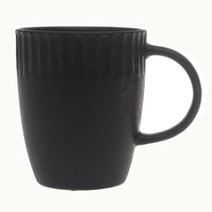 Black Ribbed Ceramic Mug 3.5 x 4 Inch | Modern Minimalist Coffee & Tea Mug