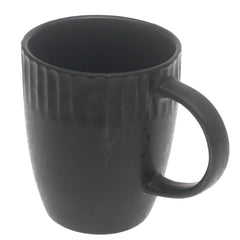 Black Ribbed Ceramic Mug 3.5 x 4 Inch | Modern Minimalist Coffee & Tea Mug