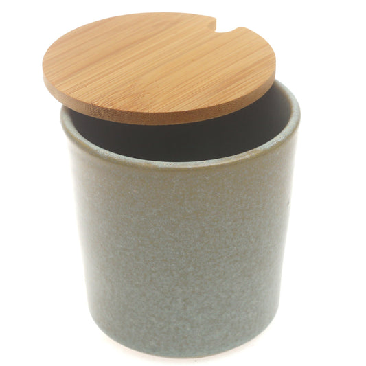 Sauce Jar Multi 4 × 4.5 Inch – Ceramic Storage Jar with Bamboo Lid