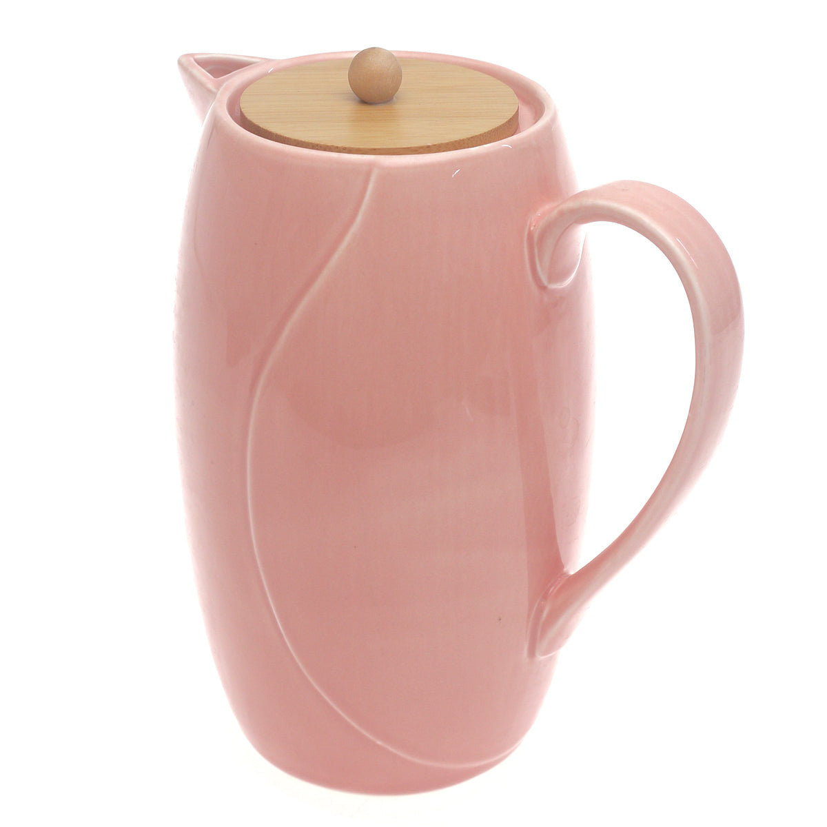 Pink Ceramic Tea Pot with Wooden Lid 8 Inch – Elegant Modern Teapot - Habitt