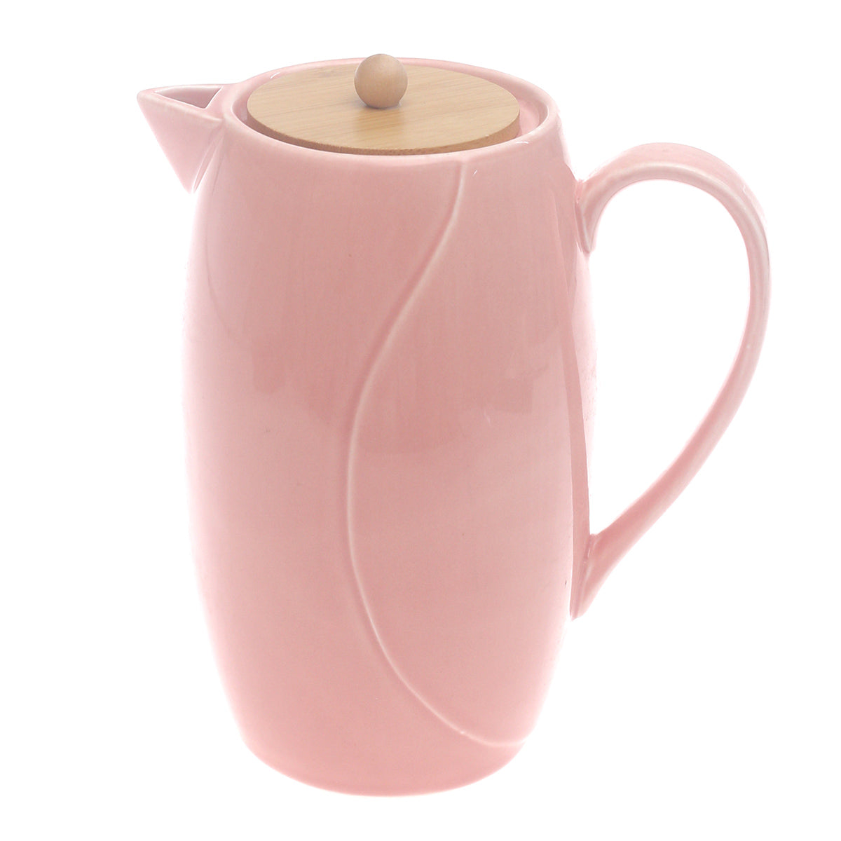 Pink Ceramic Tea Pot with Wooden Lid 8 Inch – Elegant Modern Teapot - Habitt