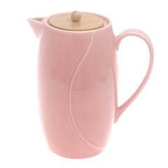 Pink Ceramic Tea Pot with Wooden Lid 8 Inch – Elegant Modern Teapot - Habitt