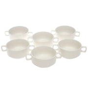 6 Pcs Ceramic Soup Bowl Set with Dual Handles – Elegant White Serving Bowls - Habitt