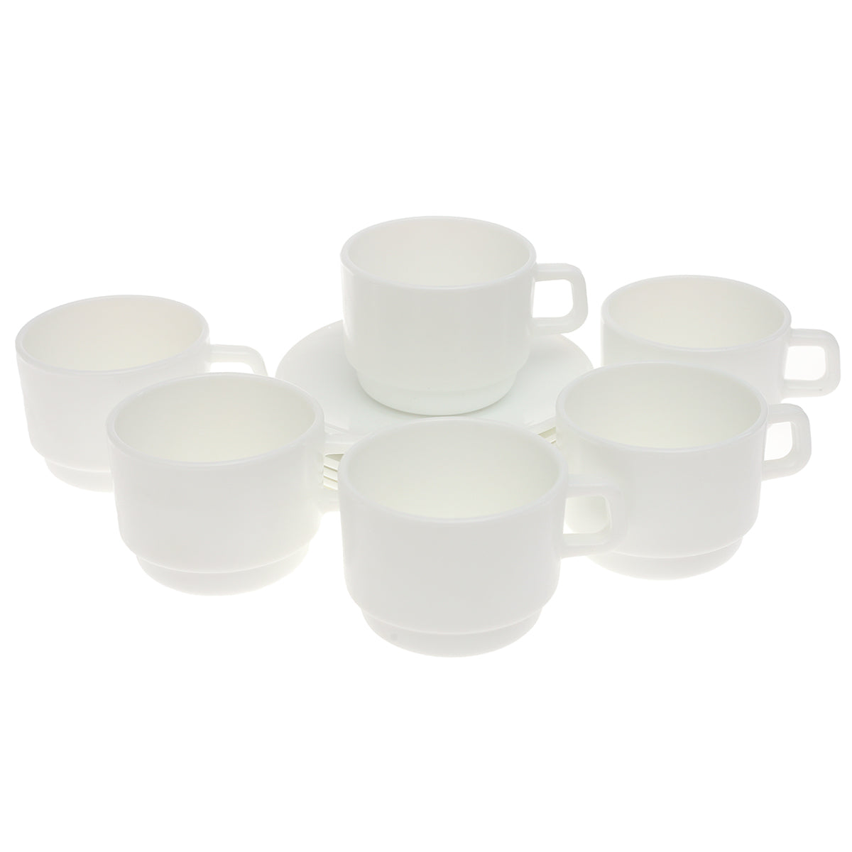 250ml Opal Glass Cup Set – 6 Pcs Elegant White Tea & Coffee Cups