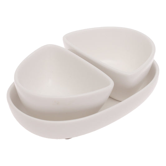 Symphony Moroccan Sauce Set 3 Pieces – Elegant White Serving Bowls with Tray