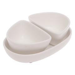 Symphony Moroccan Sauce Set 3 Pieces – Elegant White Serving Bowls with Tray - Habitt