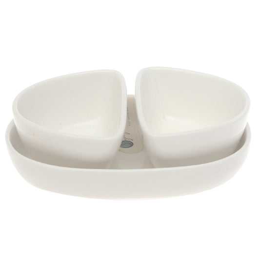 Symphony Moroccan Sauce Set 3 Pieces – Elegant White Serving Bowls with Tray