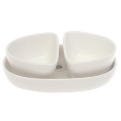 Symphony Moroccan Sauce Set 3 Pieces – Elegant White Serving Bowls with Tray - Habitt