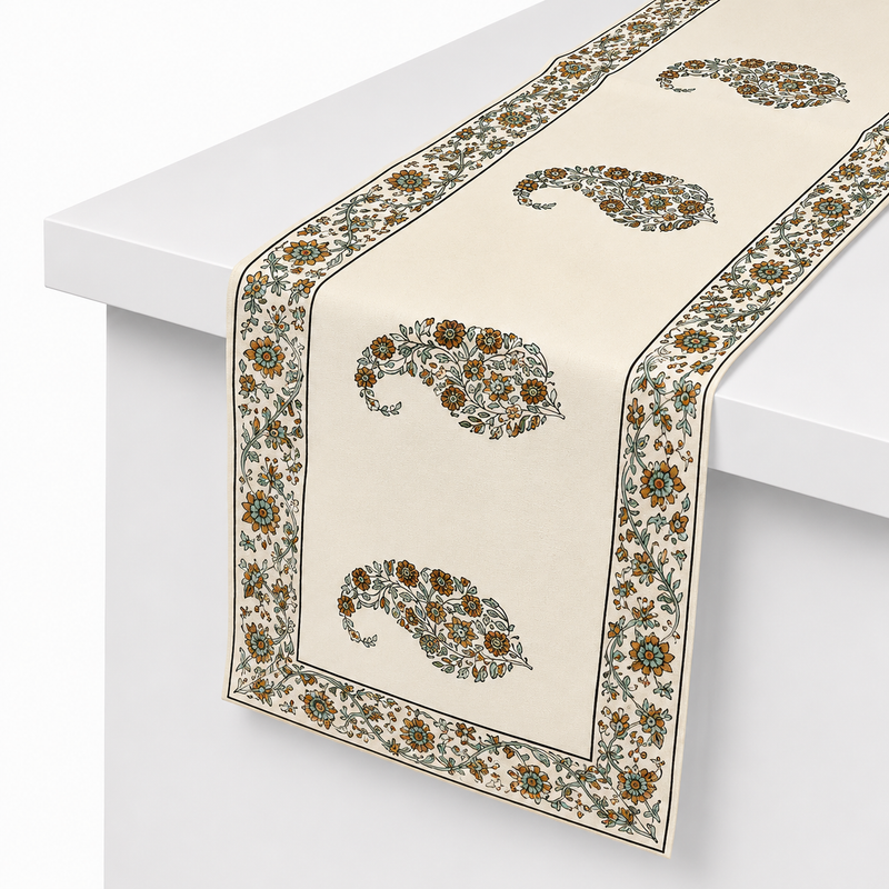Paisley Block Table Runner – 14 x 45 Inches