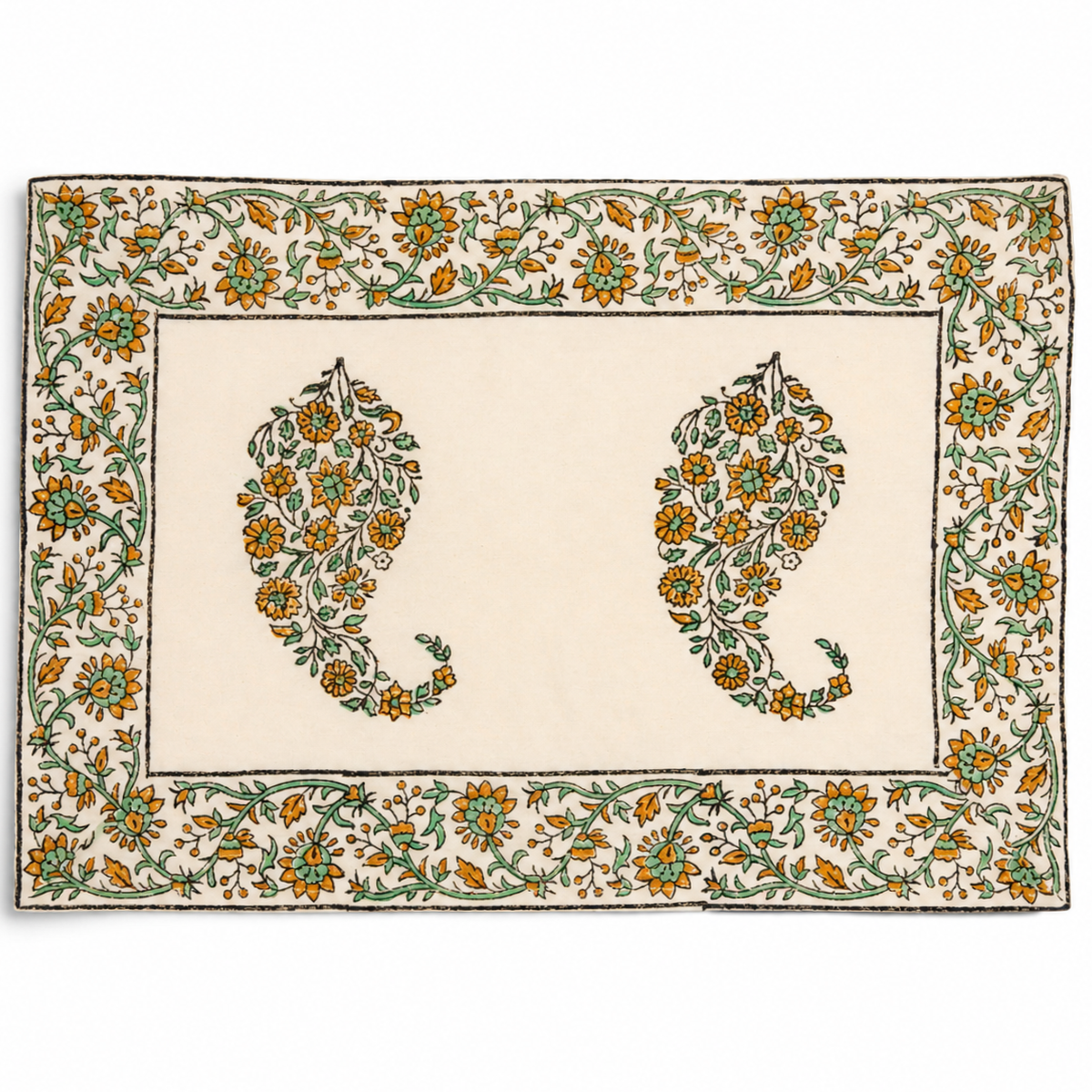 Single Paisley Block Print Placemat – 13 x 19 Inch