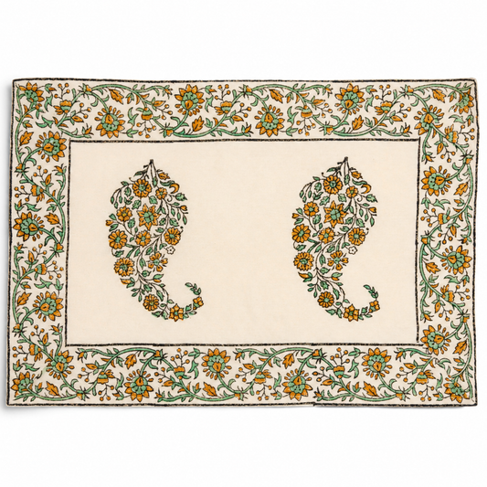 Single Paisley Block Print Placemat – 13 x 19 Inch