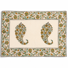 Single Paisley Block Print Placemat – 13 x 19 Inch