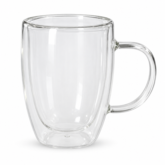 Double Glass Mug 450ml | Transparent Glass Coffee & Tea Mug for Beverages