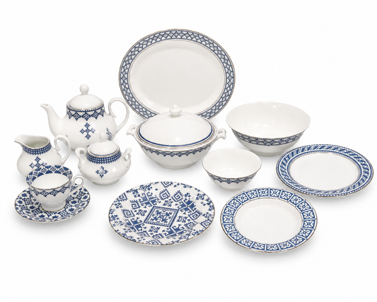Premium Blue Sapphire Dinner Set – Elegant Porcelain Tableware Collection